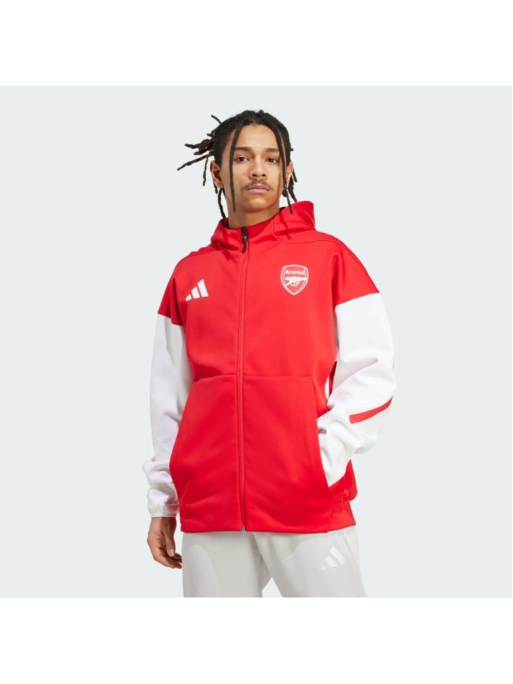 New Adidas Arsenal FC Anthem Jacket Hoodie Red White Men's Size 2XL JM9409